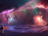 Beach Outer Space Stars Galaxies Nebulae Surfing Lakes Surfers Cosmic Astronaut