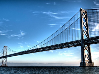 Bridge Water Mountains Sky