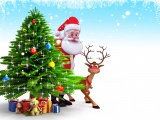 Deer Santa Claus Christmas Tree Snow