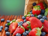 Fruits Food Strawberries Baskets Blueberries