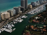 Miami Top View Yachts Buildings City Landscape