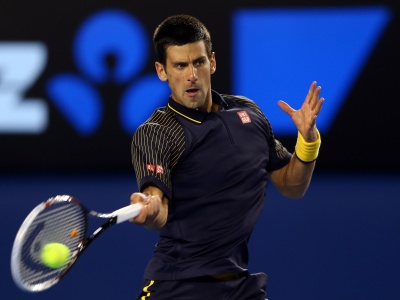 Novak Djokovic Hits The Tennis Ball