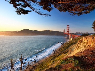 San Francisco Type City Road Golden Gate Bridge Landscape