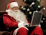 Santa Claus Sitting Look Christmas Tree Chair Laptop