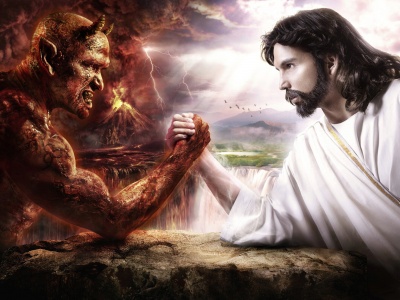 Satan Vs Jesus Arm Wrestling 