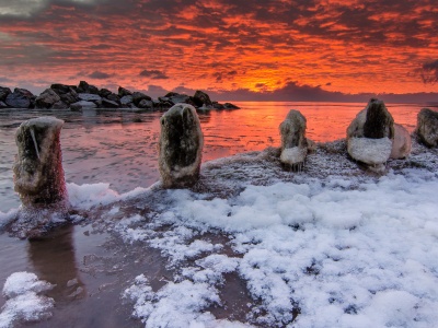 Sea Winter Sunrises Ice Snow Nature