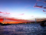 Turkey Sea Bridge Night Lights City Landscape