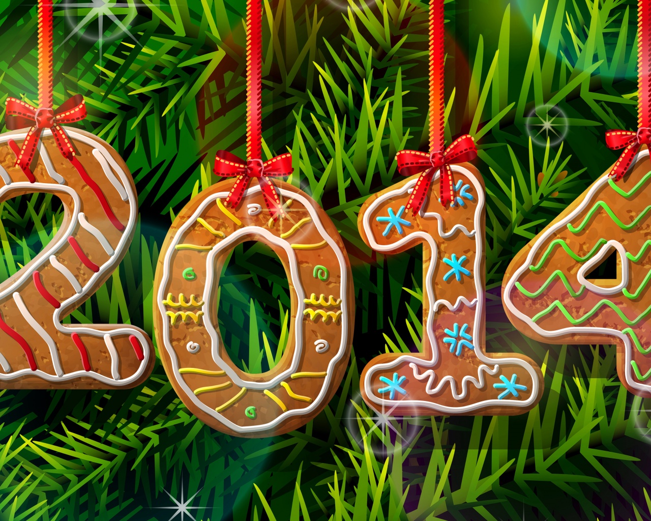 2014 New Year Gingerbread Cookies 3D