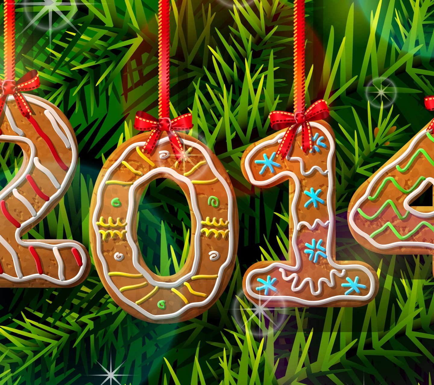 2014 New Year Gingerbread Cookies 3D