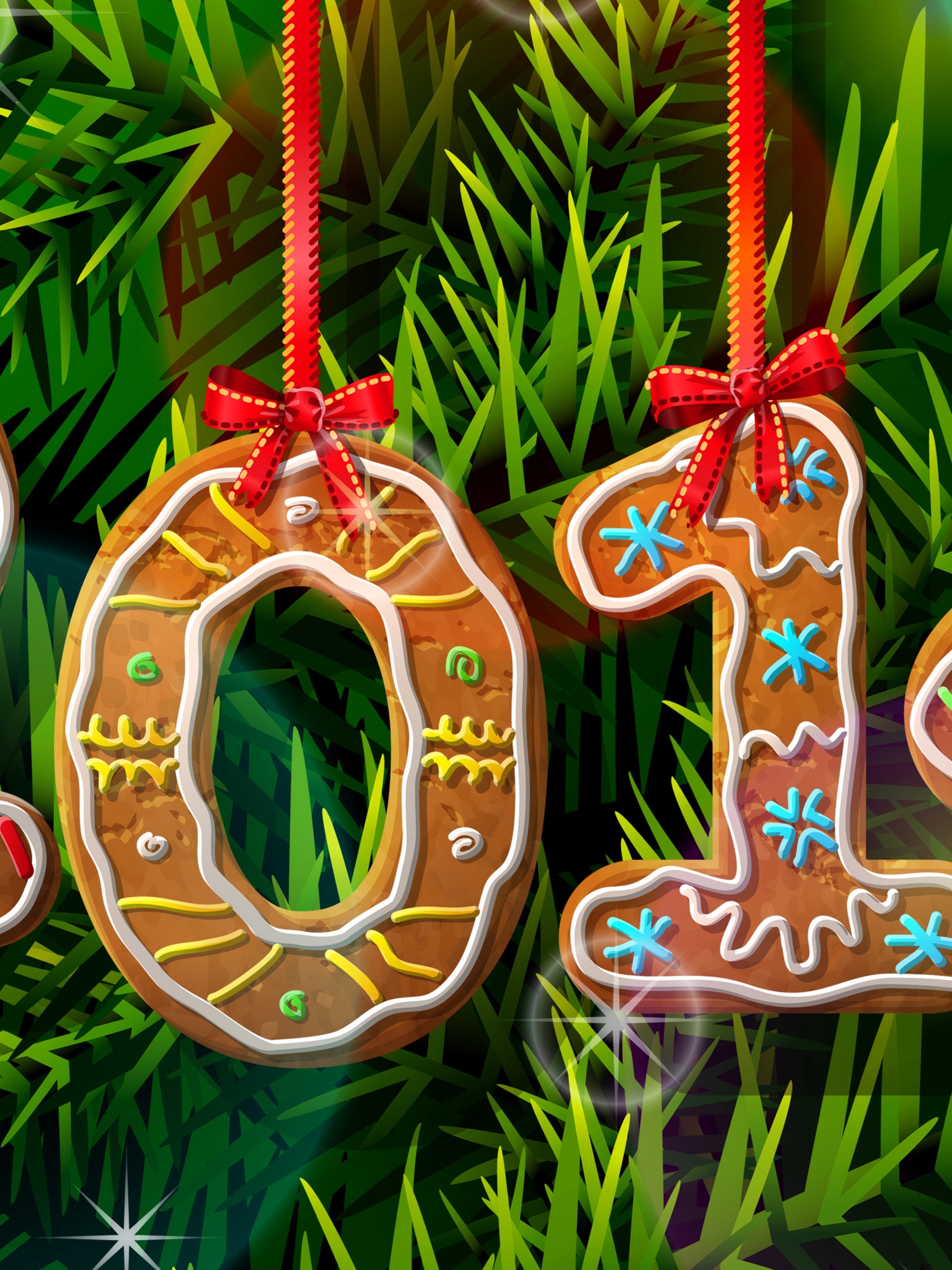 2014 New Year Gingerbread Cookies 3D