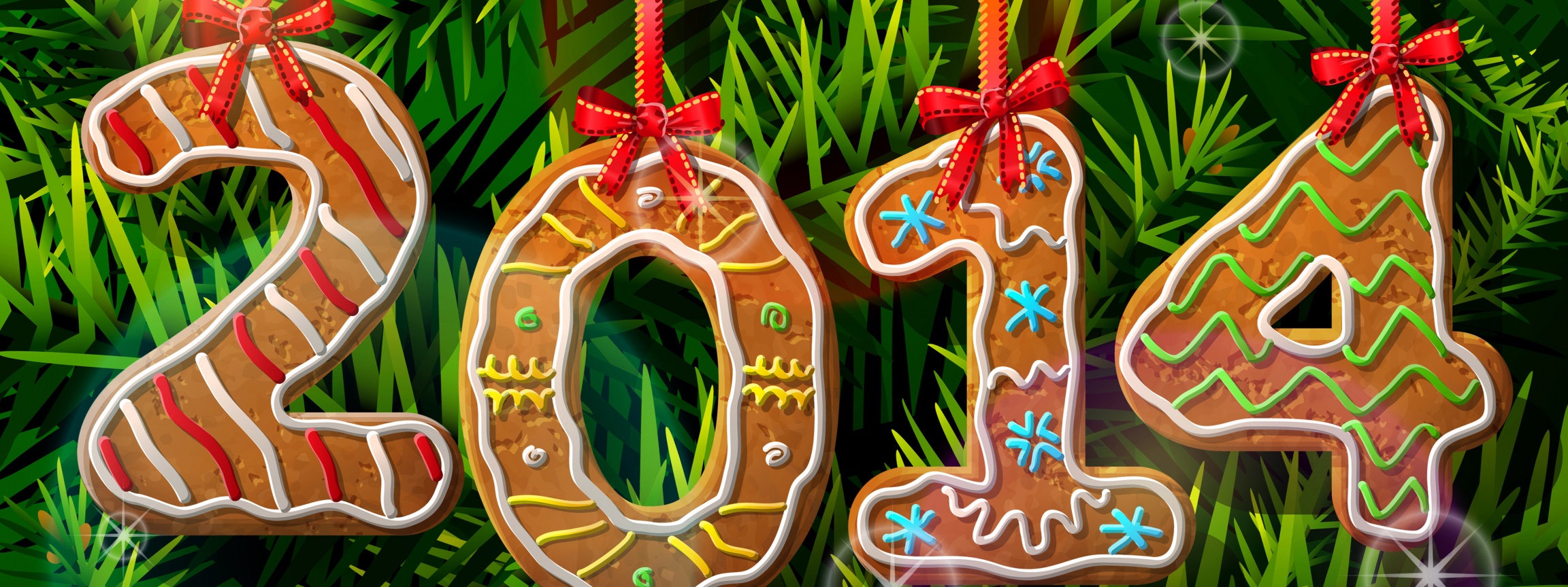 2014 New Year Gingerbread Cookies 3D