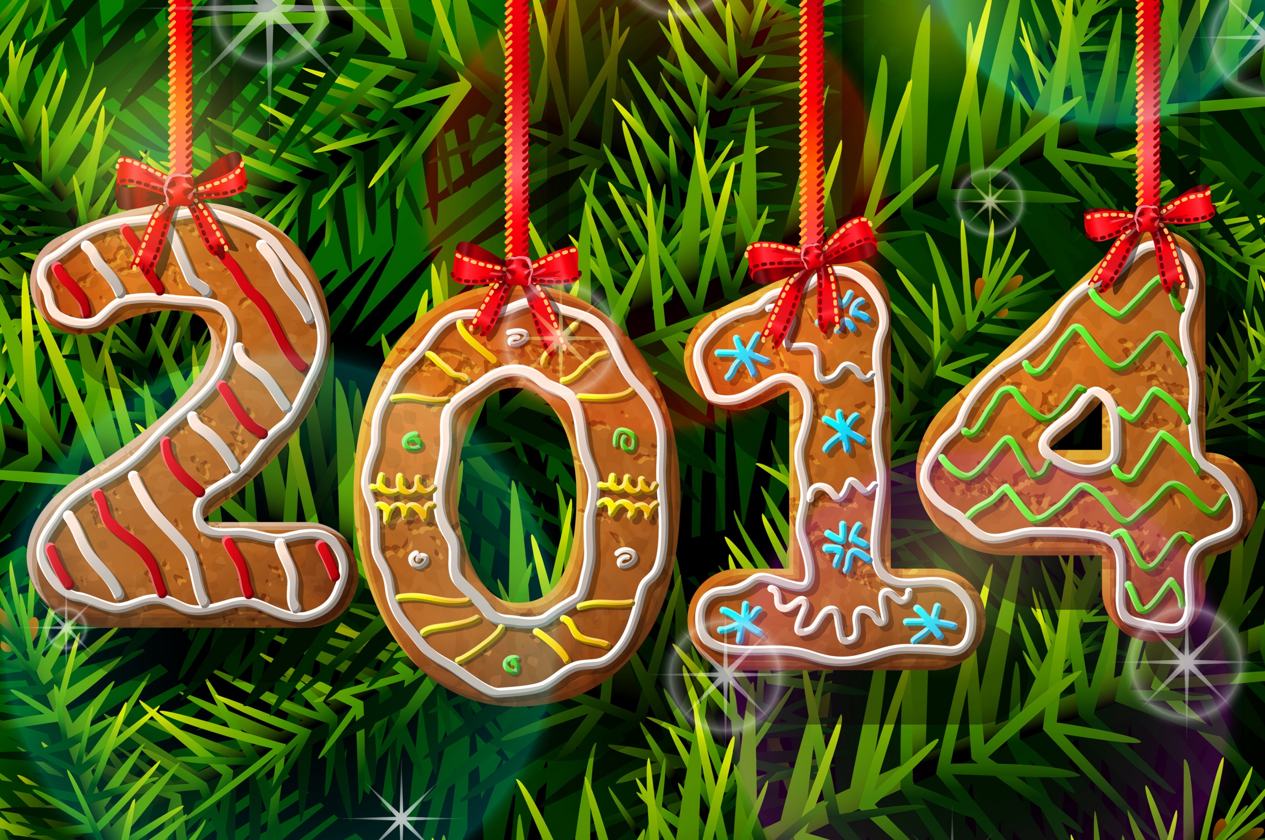 2014 New Year Gingerbread Cookies 3D