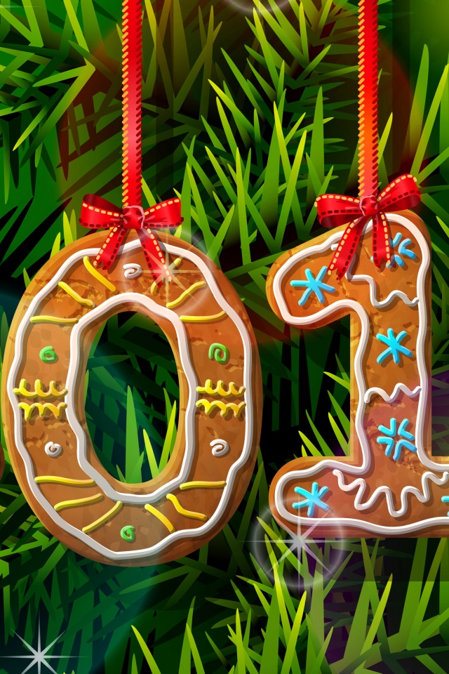 2014 New Year Gingerbread Cookies 3D