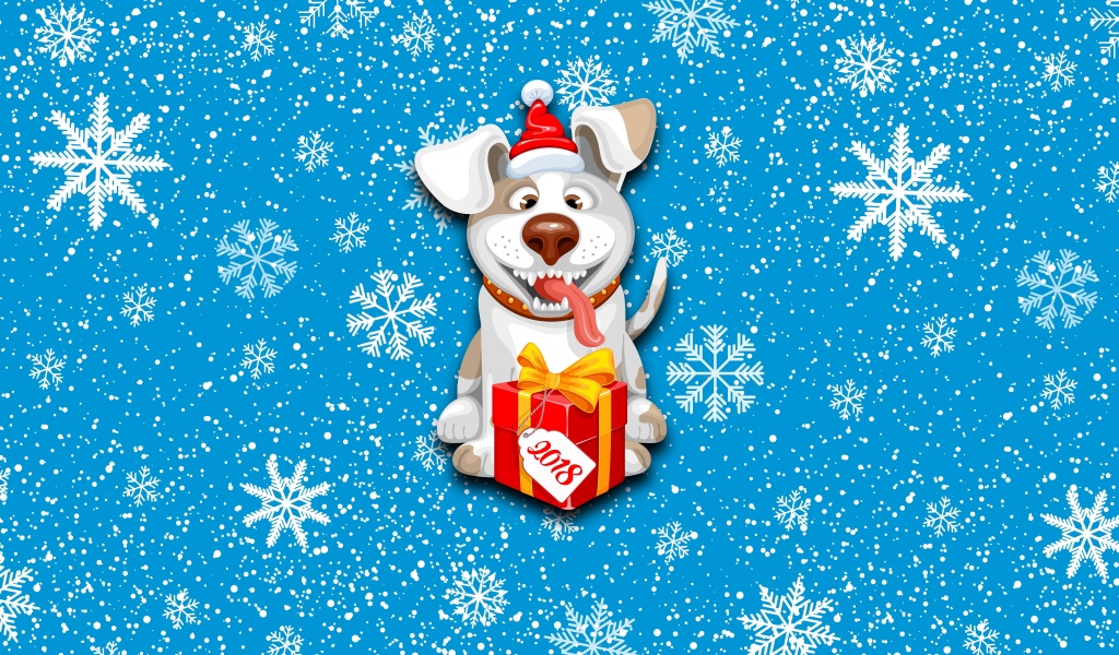 2018 New Year Snow Dog Cute