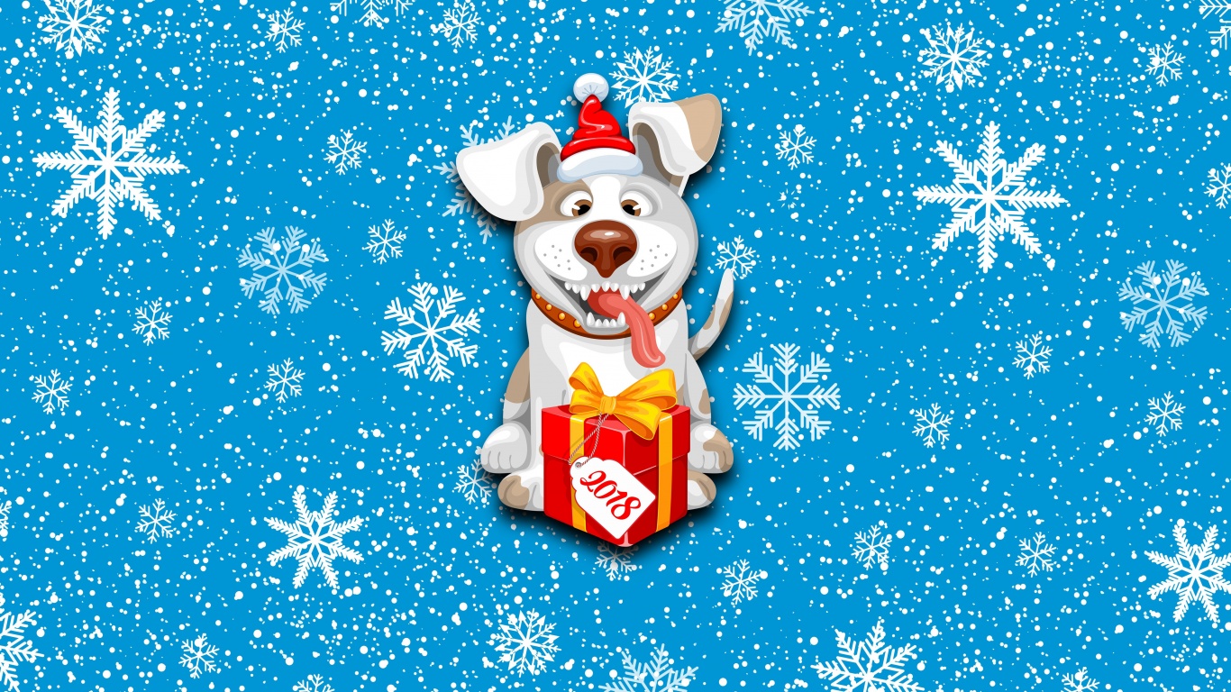 2018 New Year Snow Dog Cute