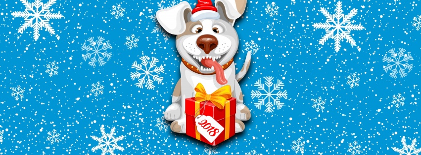 2018 New Year Snow Dog Cute