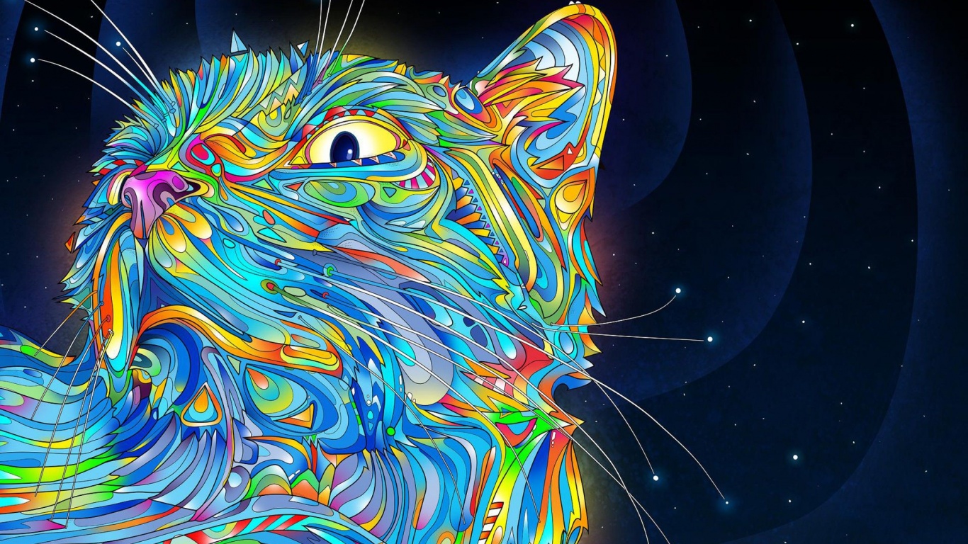 2d Colorful Colorful Cat