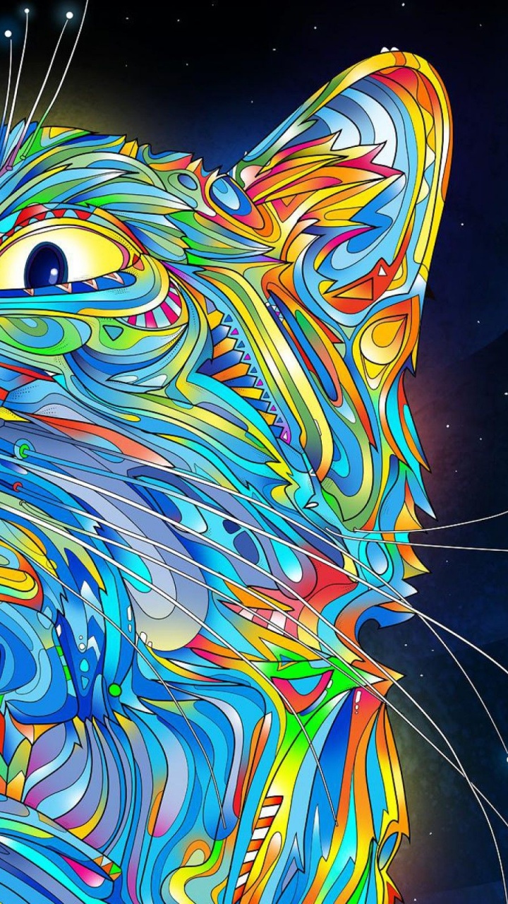 2d Colorful Colorful Cat