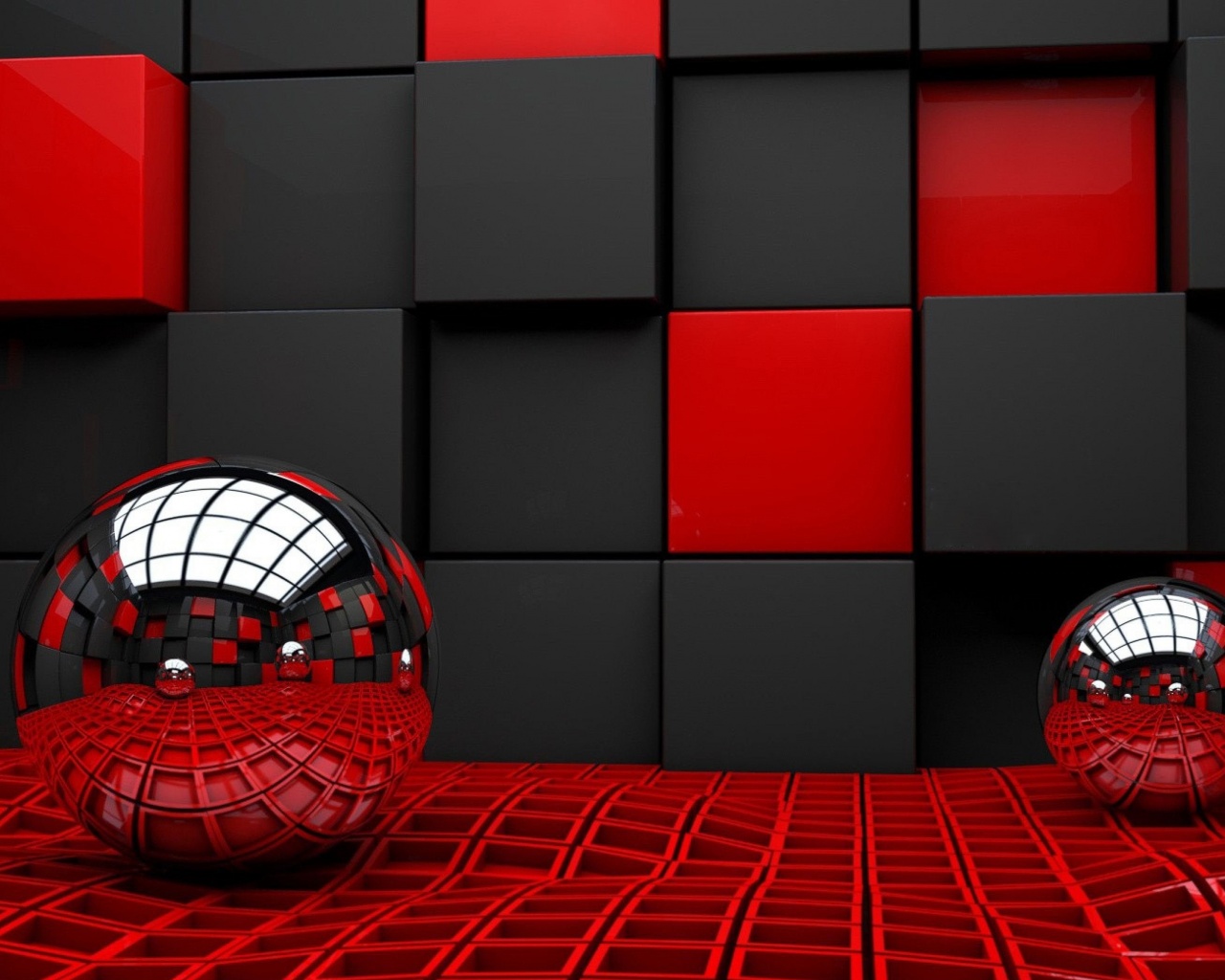 3d Glass Ball And Cubes