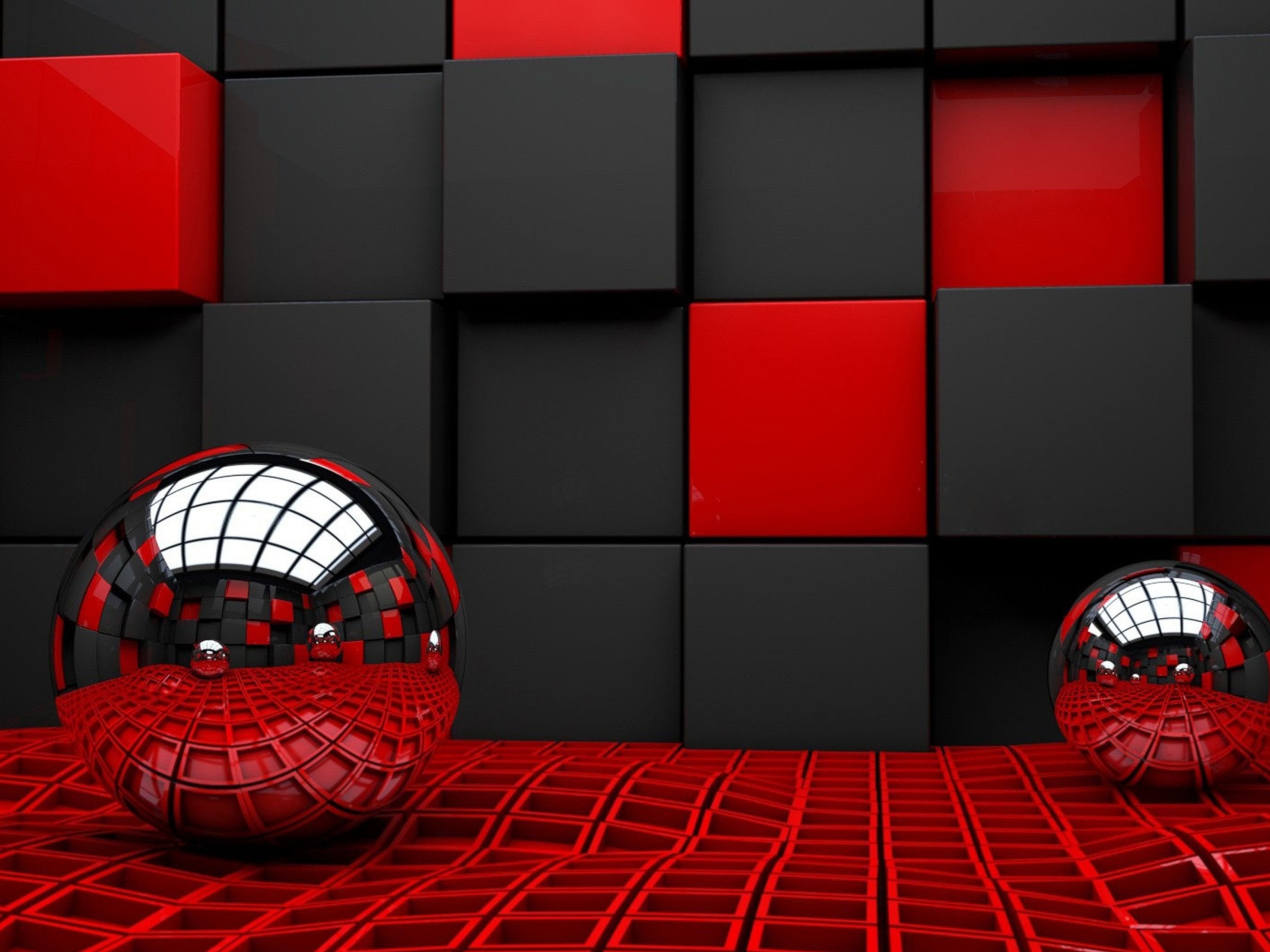 3d Glass Ball And Cubes