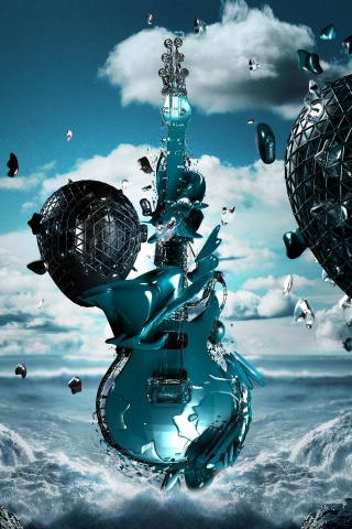 3D Guitar Sea Space Creativity