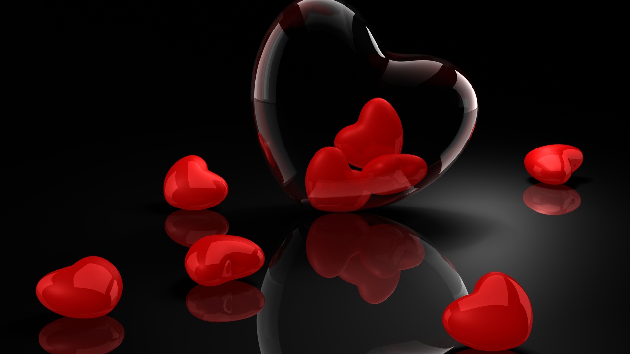 3D Hearts Reflection Valentines Day