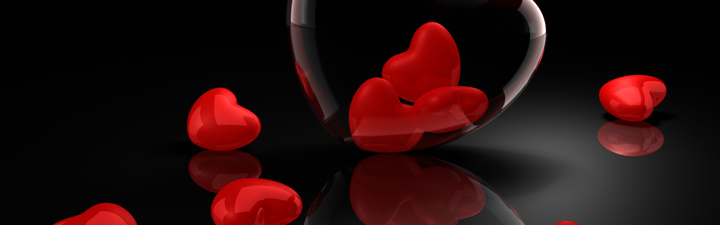 3D Hearts Reflection Valentines Day