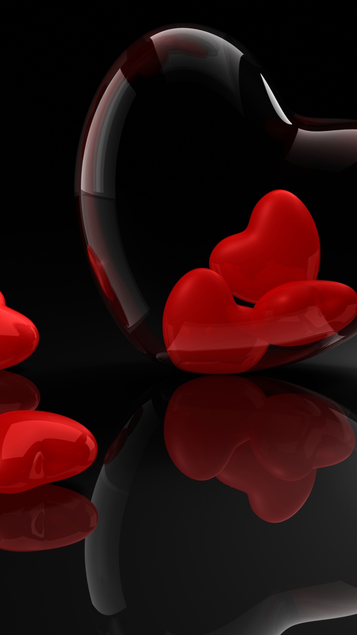 3D Hearts Reflection Valentines Day