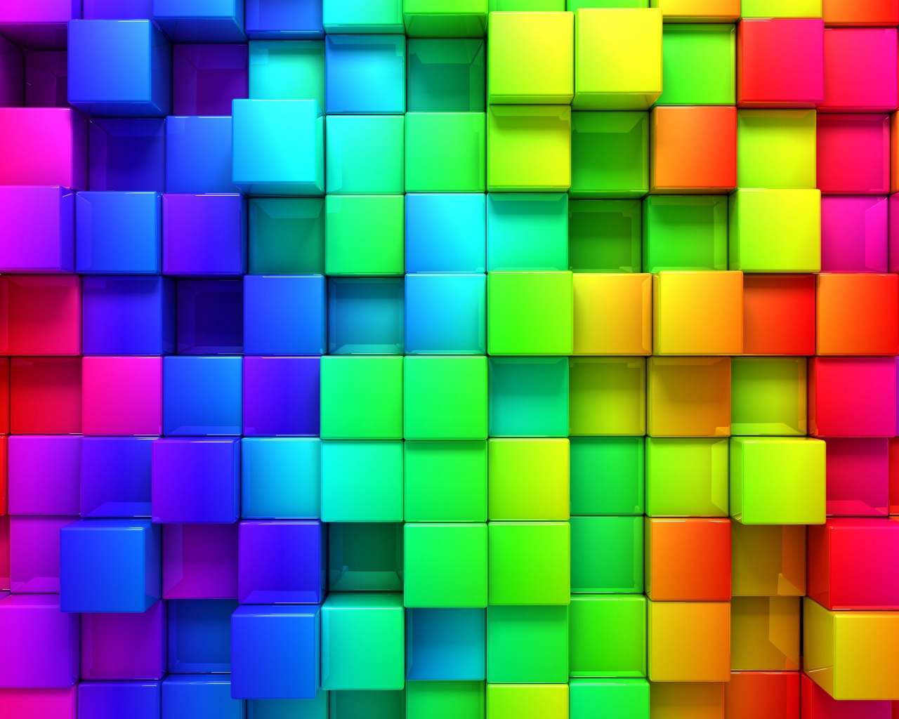 3D Rendering Cubes Colored