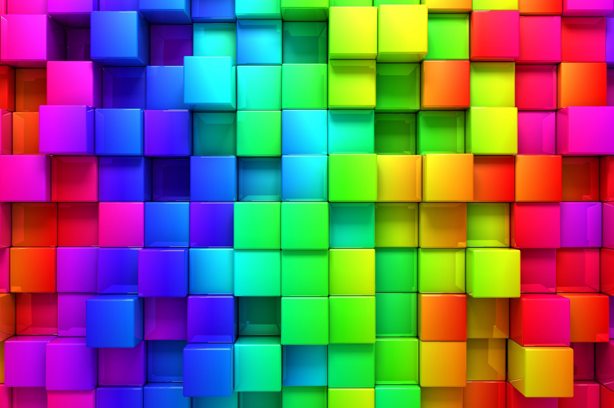 3D Rendering Cubes Colored