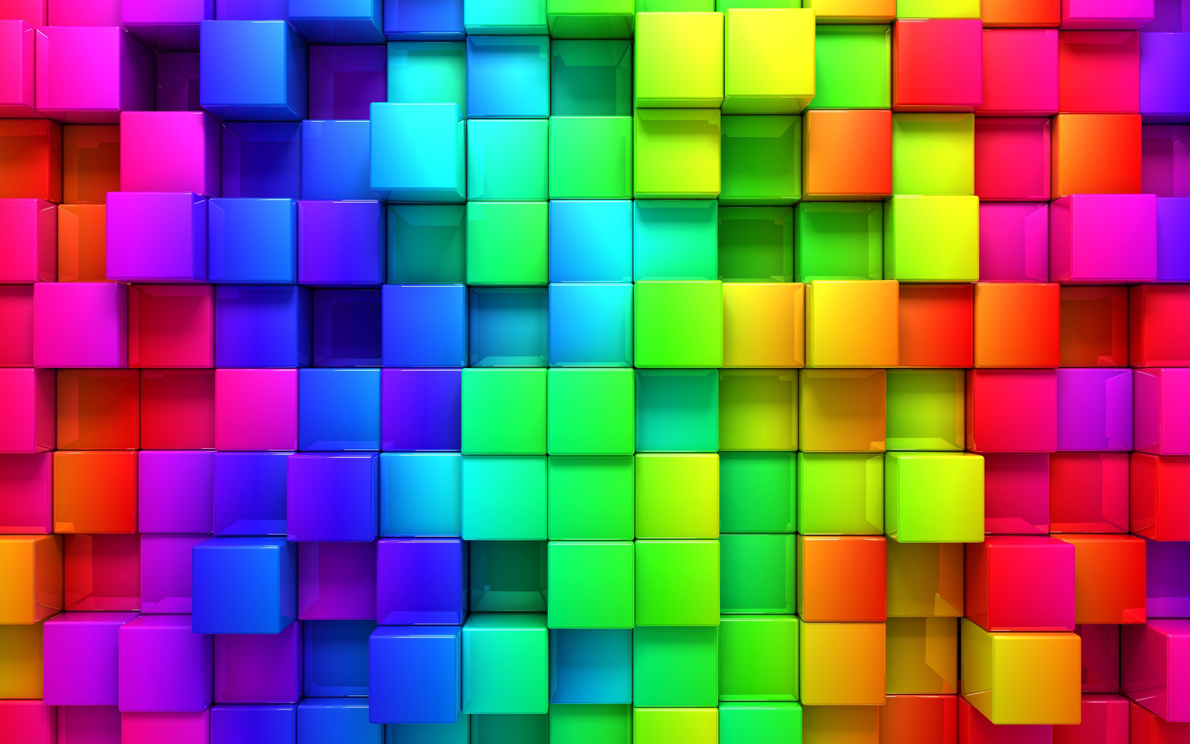 3D Rendering Cubes Colored