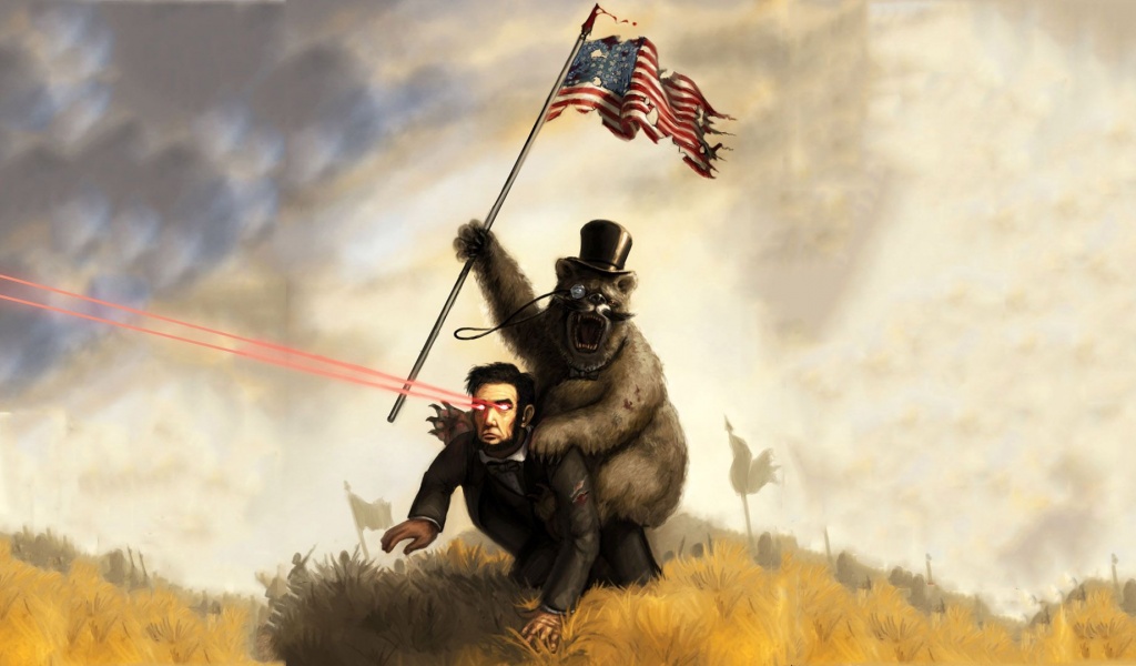 Abraham Lincoln Funny Flags Monocle Bears American Flag