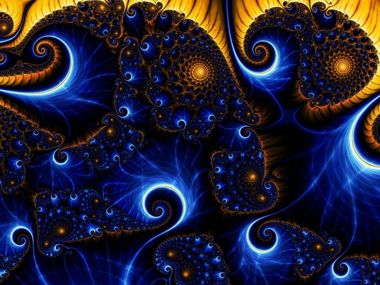 Abstract Blue Yellow Spiral