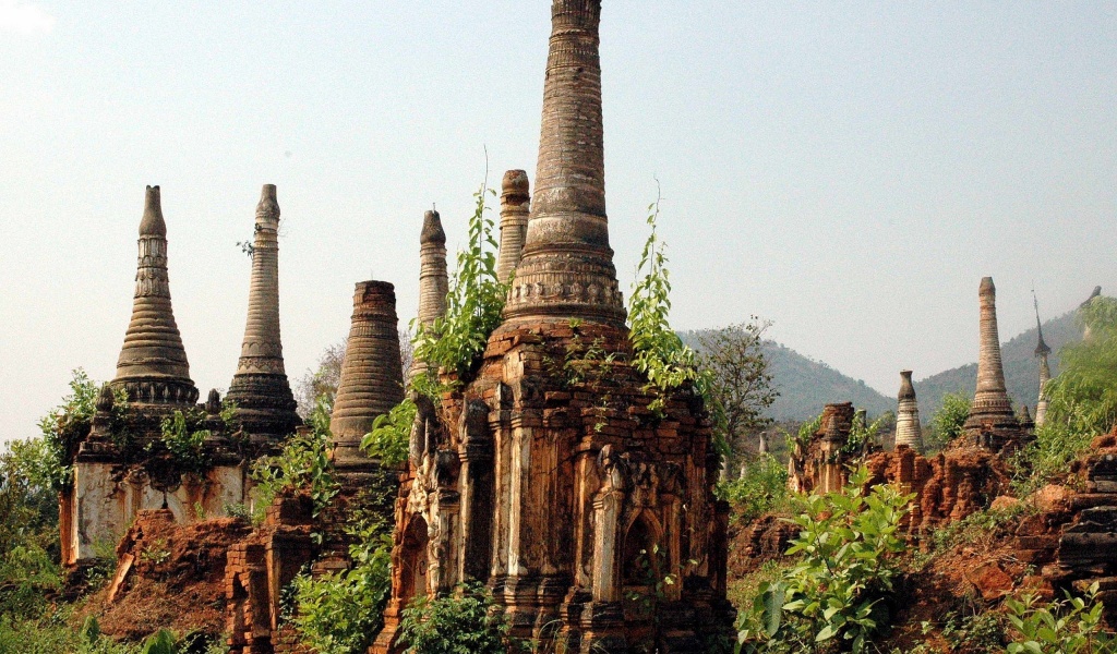 Ancient Ruins Of Indein Stupa Complex Shan Taunggyi Burma