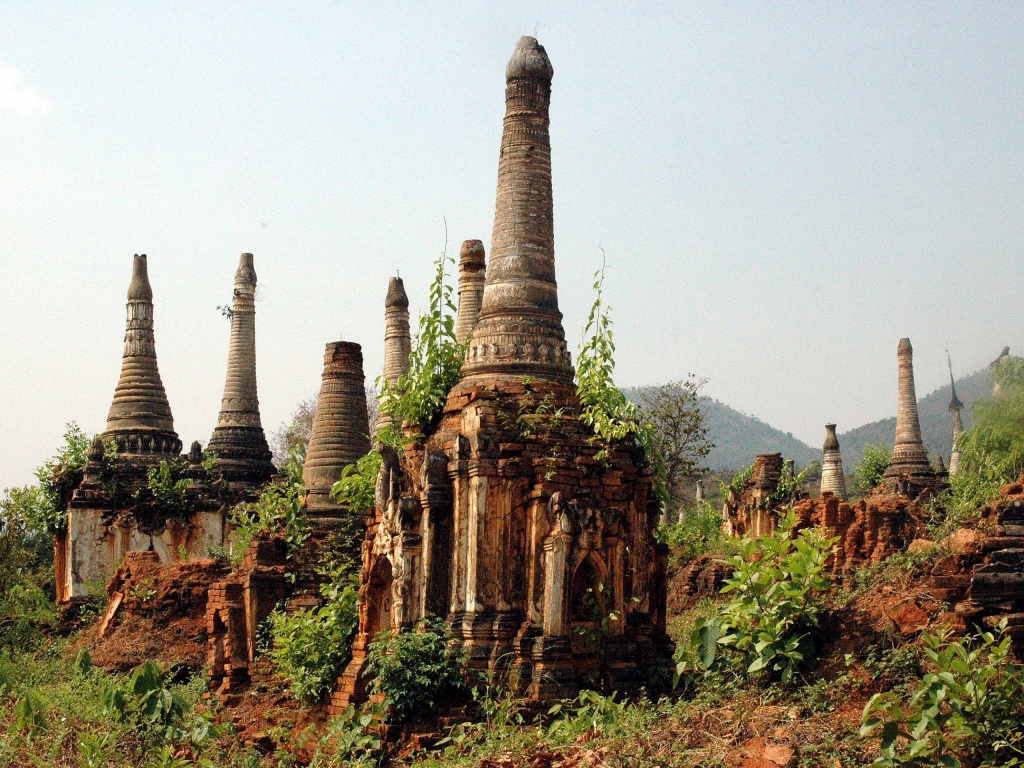 Ancient Ruins Of Indein Stupa Complex Shan Taunggyi Burma