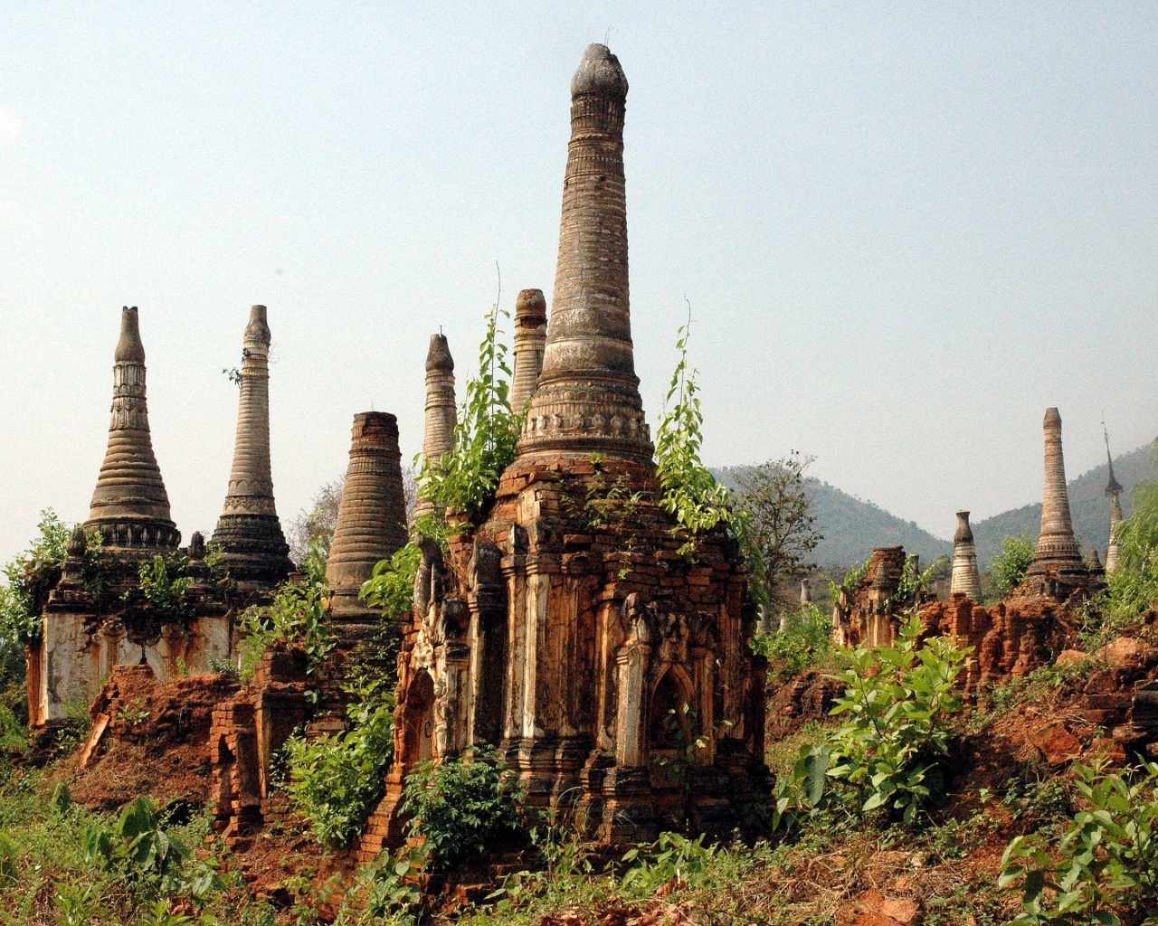 Ancient Ruins Of Indein Stupa Complex Shan Taunggyi Burma