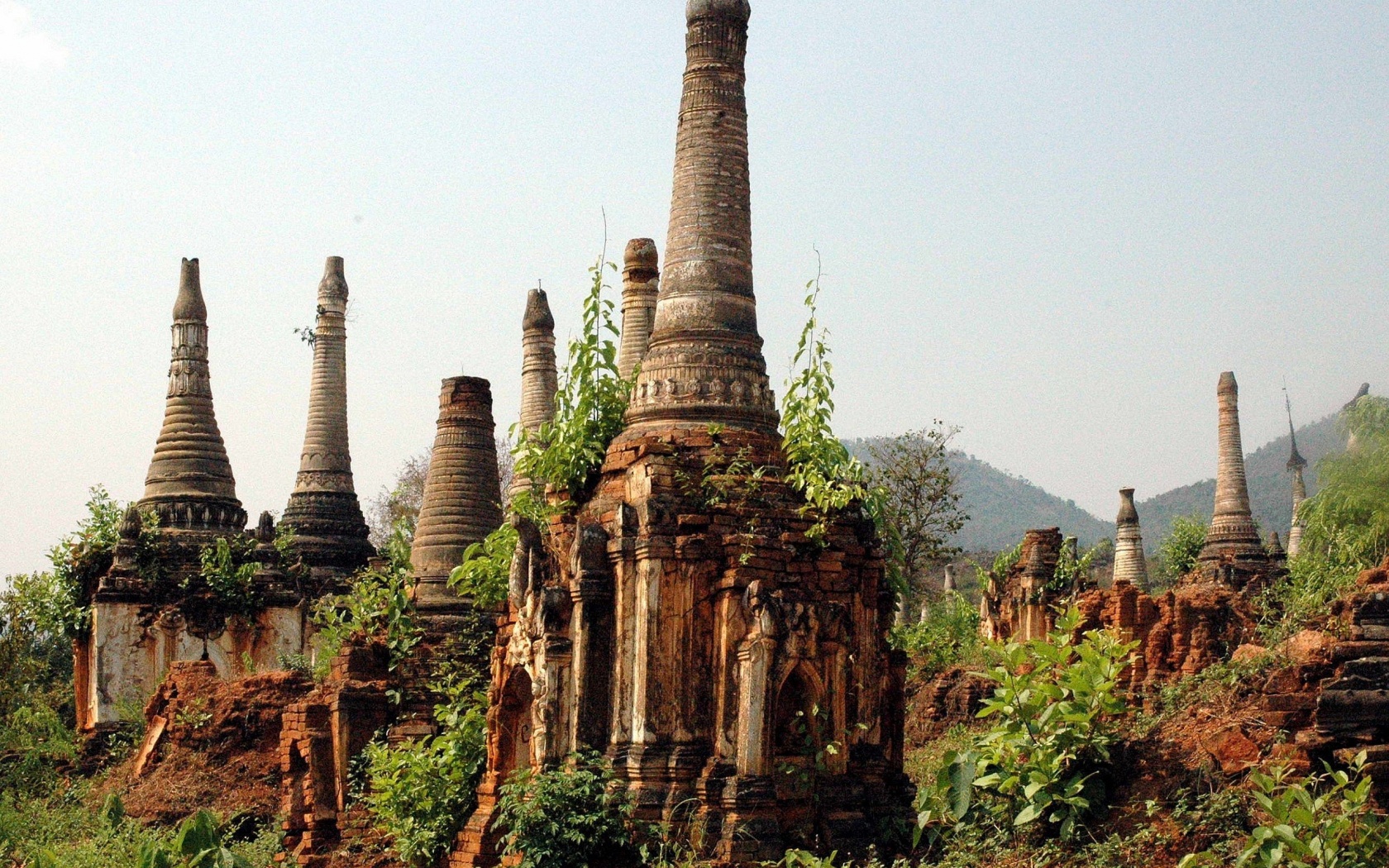 Ancient Ruins Of Indein Stupa Complex Shan Taunggyi Burma