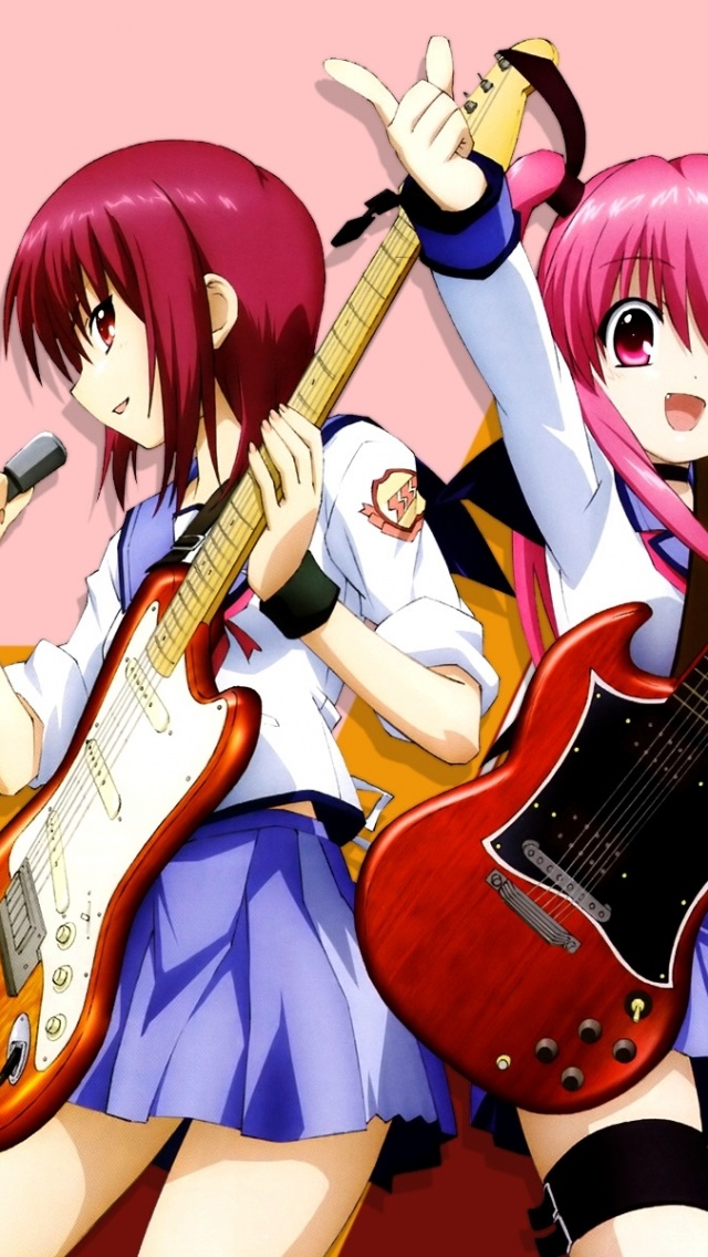 Angel Beats Girl Guitar Concert Microphone Smiling Anime