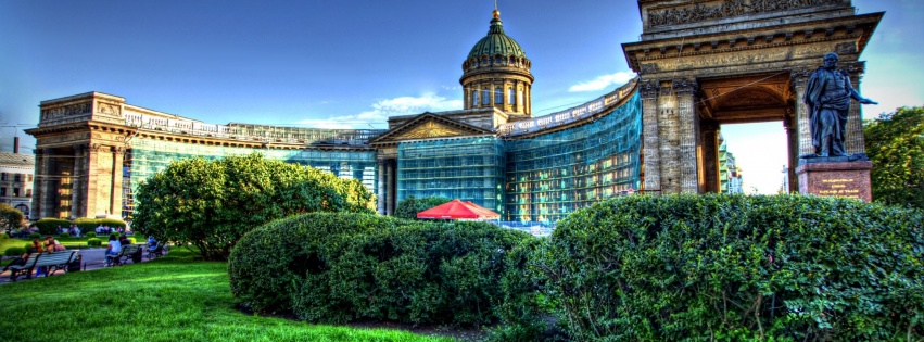 Architecture Kazan St Petersburg Cathedral Decorative Garden R