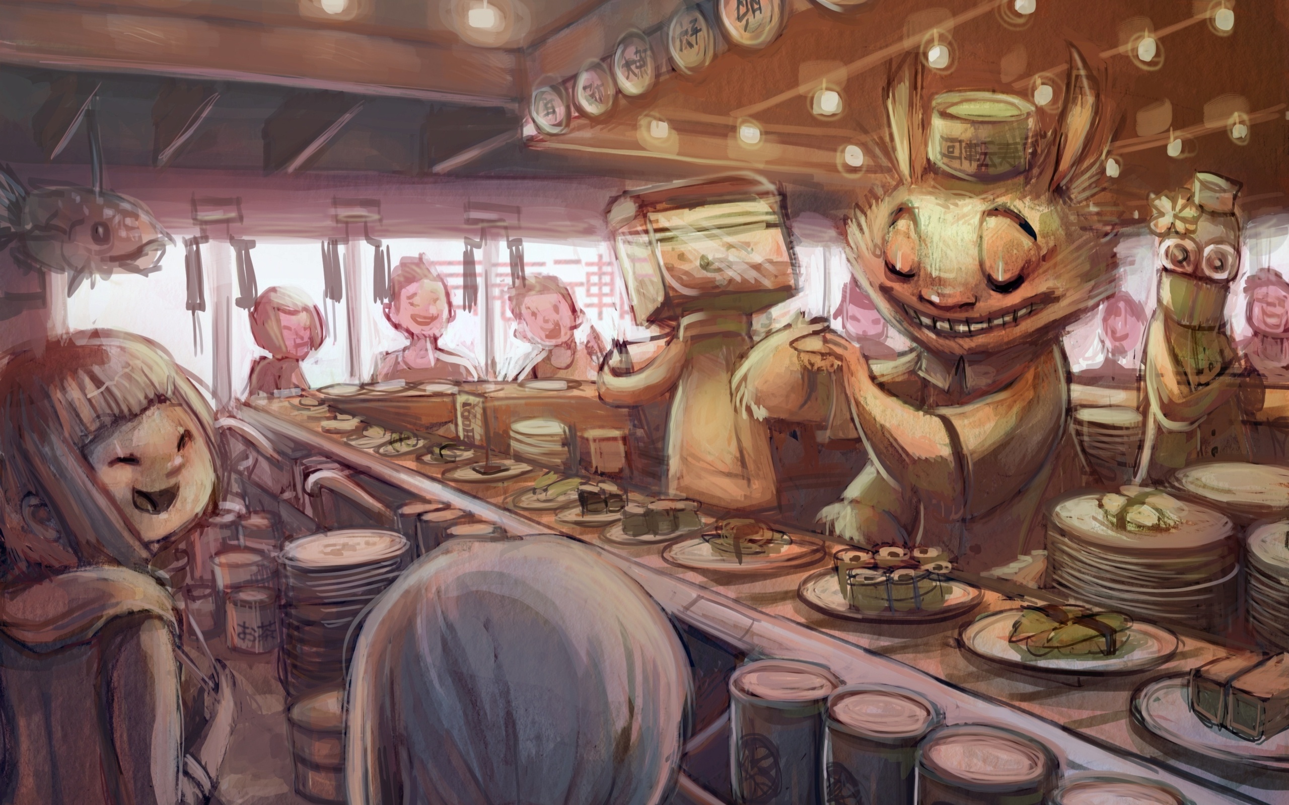 Art Anime Sushi Bar Characters