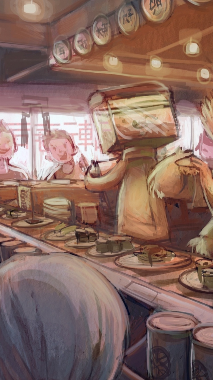 Art Anime Sushi Bar Characters