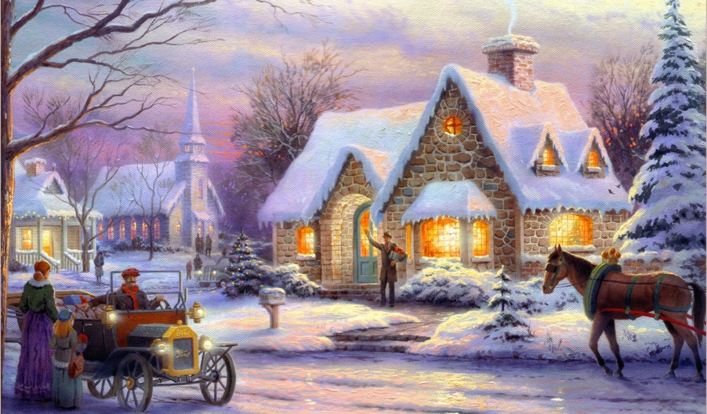 Art Christmas Idyll Painting