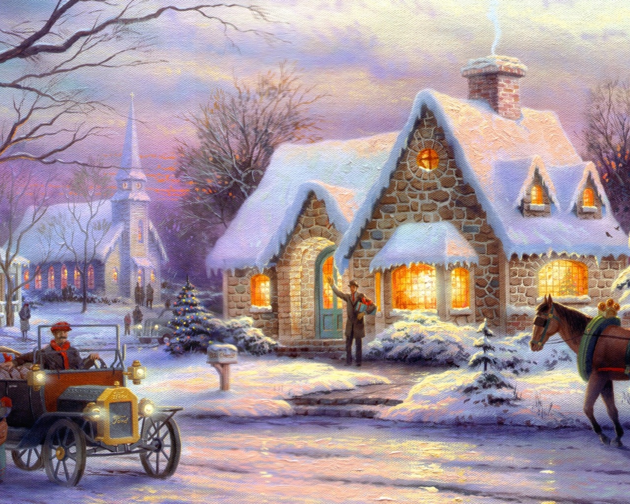 Art Christmas Idyll Painting