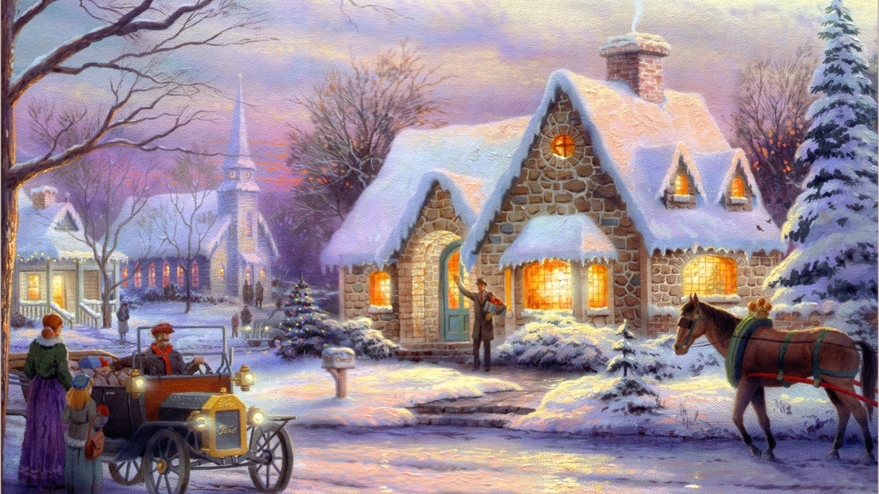 Art Christmas Idyll Painting