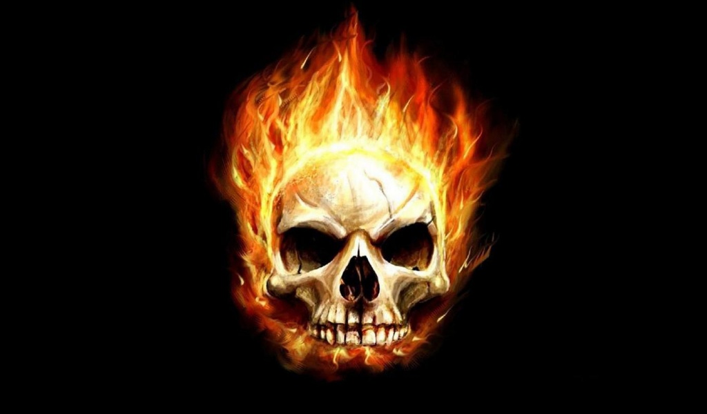 Art Flaming Skull