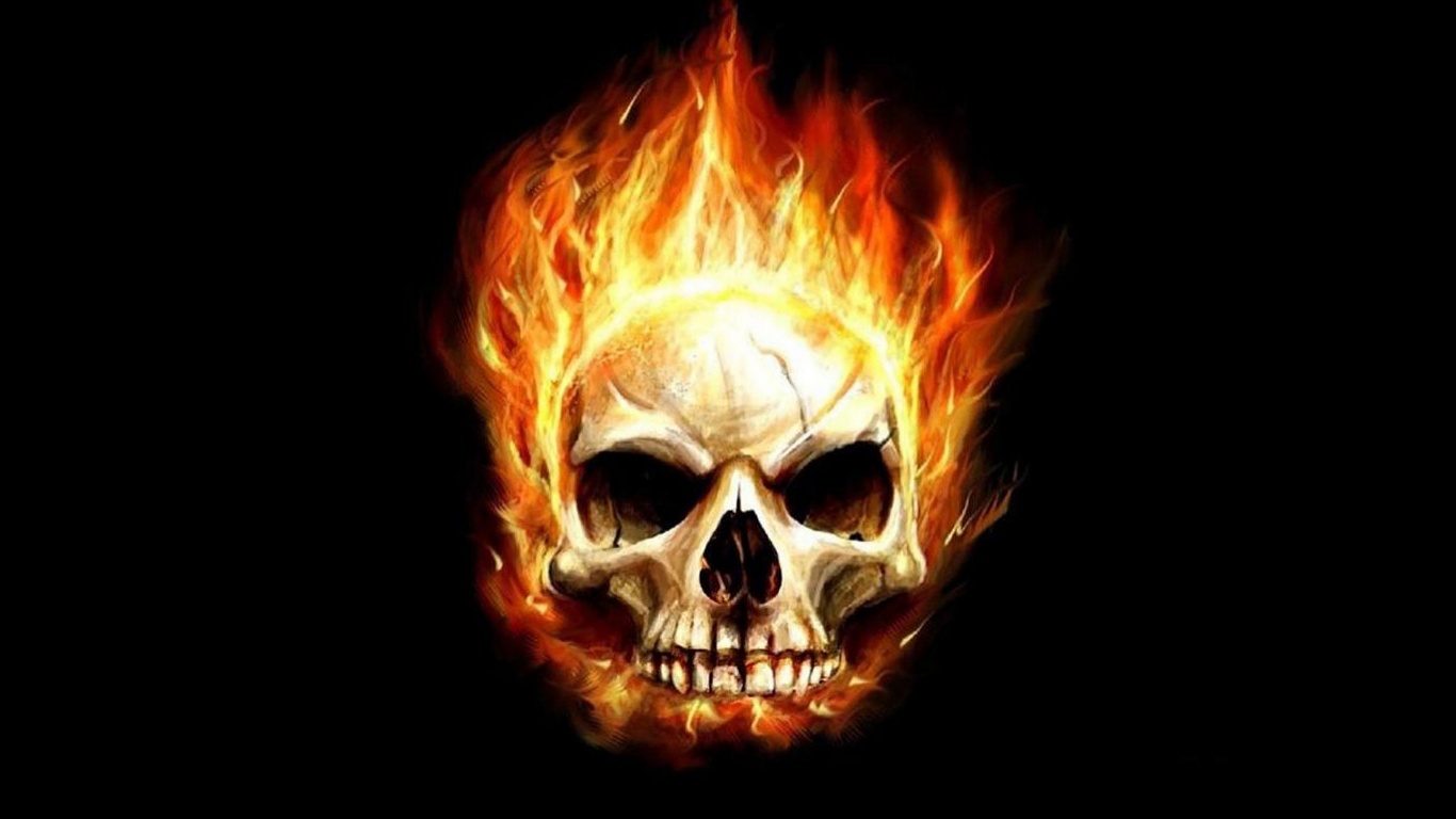 Art Flaming Skull