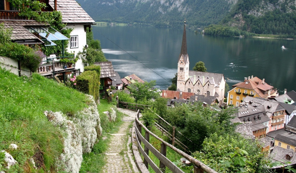 Austria Hallstatt River Homes