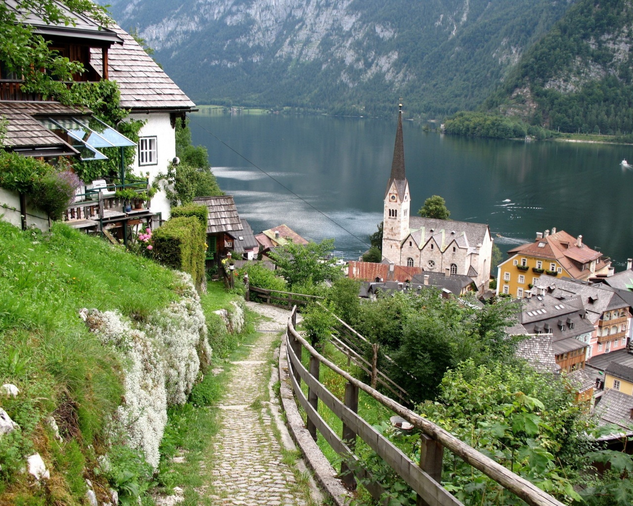 Austria Hallstatt River Homes