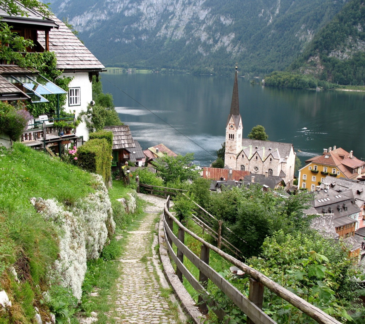 Austria Hallstatt River Homes