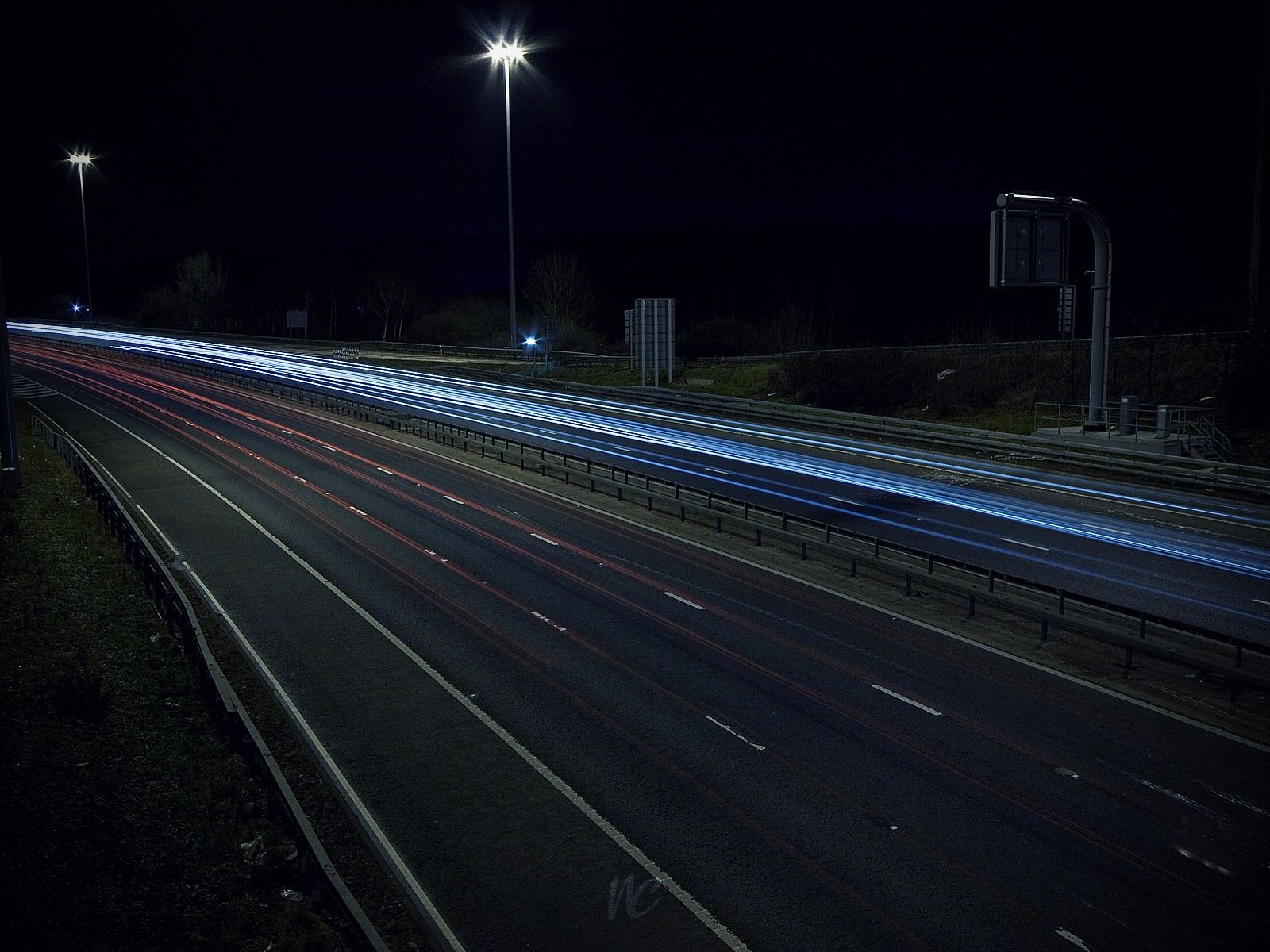 Autobahn Road Lights Night